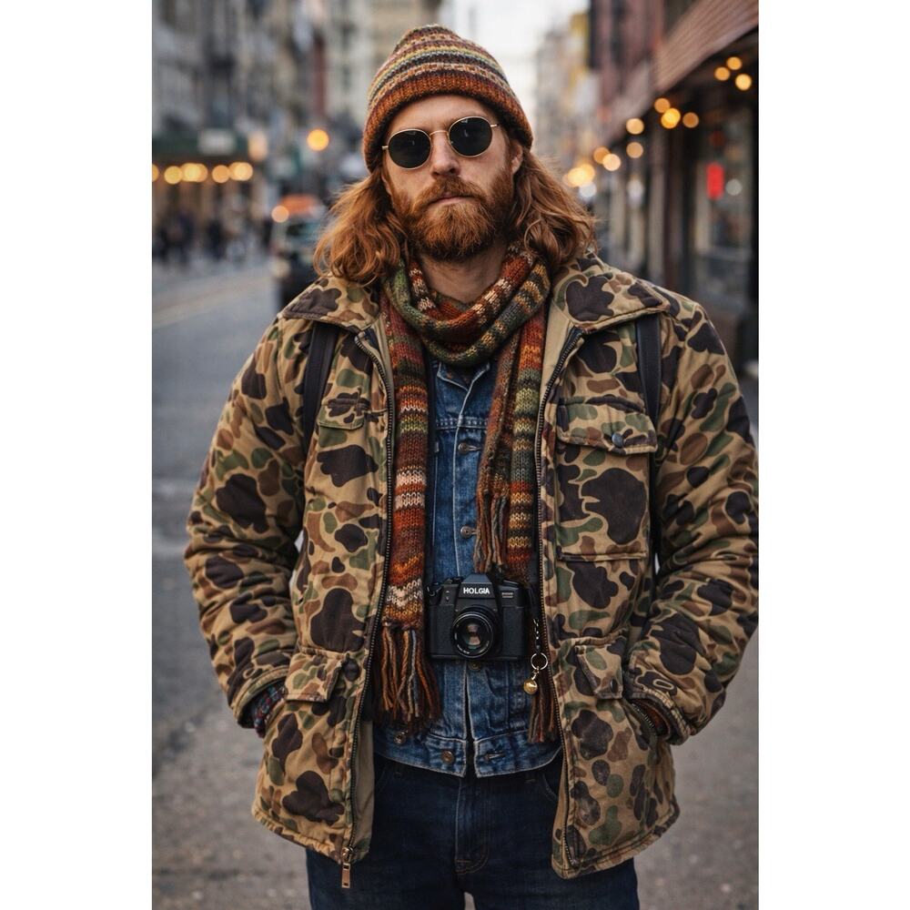 Vintage Best Endorsed By Jim Catfish Hunter Camouflage Coat Size M Made In USA